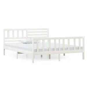 Berkfield Bed Frame White Solid Wood 120x200 cm