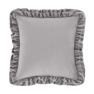 Catherine Lansfield So Soft Velvet Touch Double Frill 43x43 cm Cushion Silver Grey