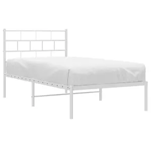 Berkfield Metal Bed Frame with Headboard White 100x190 cm