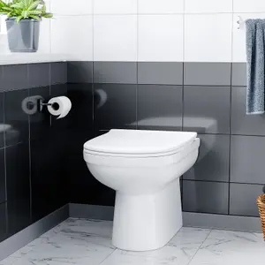 Nes Home Back to Wall Modern Rimless Toilet and Soft Close Seat White