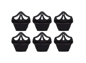 6 x Small 31cm Venetian Wall Planter Basket Garden Pot Plastic Black Colour