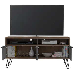 Wide screen TV unit with 4 doors, bleached oak and grey, Vegas range