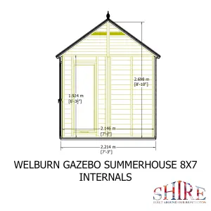 Welburn Hexagonal 8x7ft Summerhouse with 2 opening windows