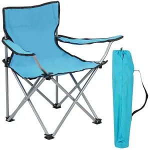 Kids Lightweight Folding Camping Chair - Portable Steel Frame Arm Chair with Carry Bag for Outdoor and Camping Suitable for Ages