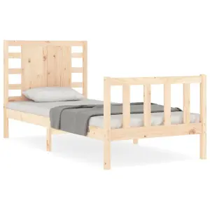 Berkfield Bed Frame with Headboard Small Single Solid Wood