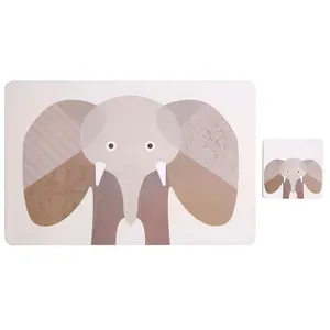 Maison by Premier Effy Set Of 2 Elephant Placemat And Coaster