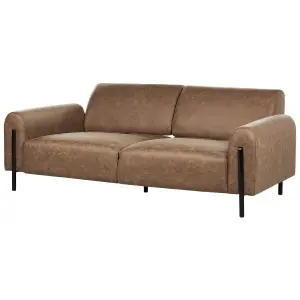 3 Seater Fabric Sofa Brown ASKIM