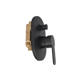 Mixer Valve Brass Internal Oval 2 Way Black Matt Concealed Shower