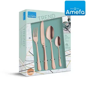 24 piece 18/10 stainless steel cutlery set for 6 people Copper