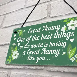 Red Ocean Great Nanny Plaque Hanging Sign Grandparent Gifts From Grandchildren Keepsake Birthday Christmas THANK YOU