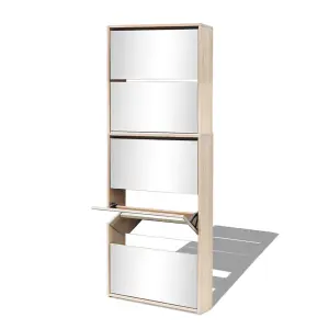 Berkfield Shoe Cabinet 5-Layer Mirror Oak 63x17x169.5 cm