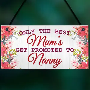 Red Ocean BEST MUMS Promoted to NANNY Pregnancy Gift Baby Hanging Plaque Grandchild Sign