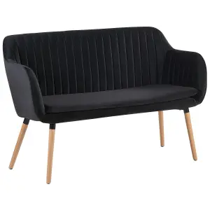 2 Seater Velvet Kitchen Sofa Black TABY