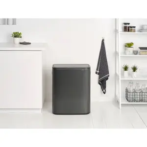 Bo Touch Bin, 60 litre, with 1 inner Plastic Bucket Matt Black