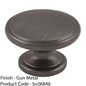 Ring Domed Cupboard Door Knob 32mm Diameter Gun Metal Cabinet Handle