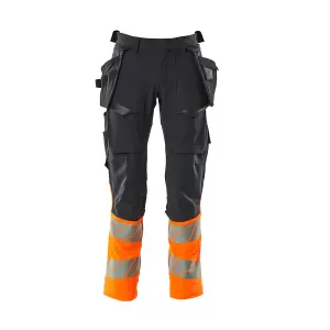 Mascot Accelerate Safe Trousers with Holster Pockets - Dark Navy/Hi-Vis Orange   (30.5) (Leg Length - Short)