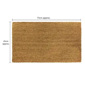 JVL Plain Coir Entrance Doormat, Latex Backed, 45x75cm