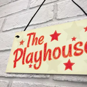 Red Ocean Childs The Playhouse Bedroom Playroom Sign Hanging Wall Plaque Son Daughter Gift For Kids