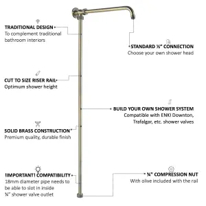 ENKI Downton Antique Brass Traditional Rigid Solid Brass Shower Riser Rail G10