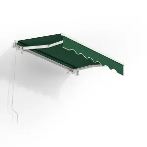 Garden Retractable Awning Patio Canopy Awning Manual Door Awning Outdoor Sun Shade Shelter with Winding Handle,Green,2.5 m x 2 m