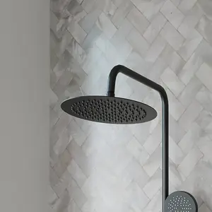 Middleton Black Round Rigid Riser Shower