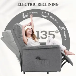 HOMCOM Power Lift Recliner Electric Reclining Chair with Remote Grey