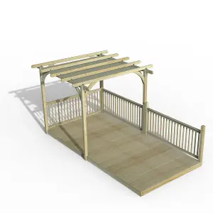 Forest Garden Grey Rectangular Pergola & decking kit, x2 Post x3 Balustrade (H) 2.5m x (W) 5.2m - Canopy included