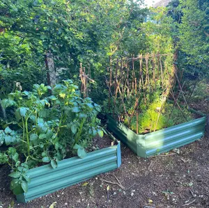 Set of 3 x Metal Raised Vegetable Beds in Green (100cm x 30cm)