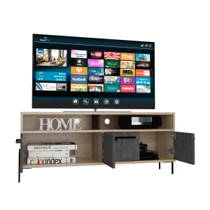 TV unit Wide screen unit with 4 doors, washed oak, Harvard range