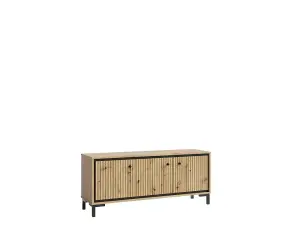 Parii TV Cabinet in Oak Artisan - W1300mm H560mm D370mm, Classic Wood Finish