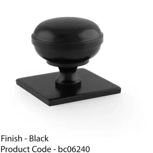 Classic Round Cabinet Door Knob & Matching Backplate - Matt Black 38mm Handle