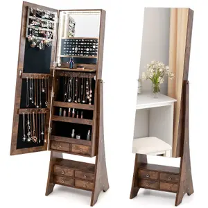 COSTWAY Freestanding Jewelry Cabinet Floor Jewelry Armoire Organizer