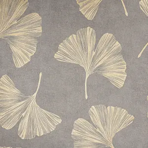 Arthouse Ginkgo Leaf Mocha Brown Metallic Gold Motif Leaves Vinyl Wallpaper