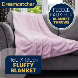 Dreamcatcher Blanket Throw Soft Faux Fur 160 x 130cm Overblanket Pink