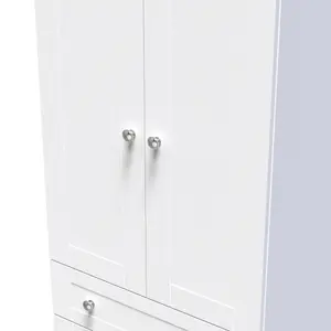 Sussex Ready assembled Traditional White & oak 2 Drawer Tall Double Wardrobe (H)1970mm (W)770mm (D)530mm