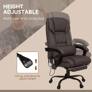 Vinsetto PU Massage Office Chair Height Adjustable Computer Chair Brown