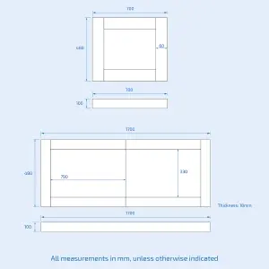 Nes Home White PVC 1700mm 2 Sliding Doors Bath Front Panel & 700mm End Panel