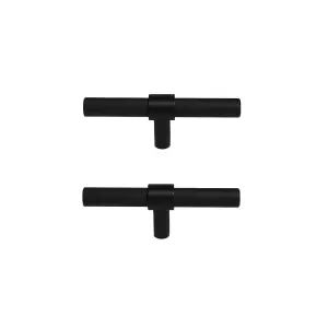 GoodHome Dukkah Matt Black Kitchen cabinets T-shaped Pull Handle (L)6.5cm (D)35mm, Pack of 2