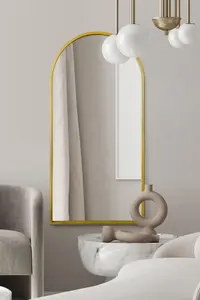 MirrorOutlet Arcus - Gold Framed Arched Leaner / Wall Mirror 63" X 31" (160CM X 80CM)