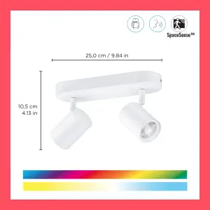 WiZ Colour Imageo Smart Connected WiFi Ceiling Light Spot Fixture 2 Spot - Black, with App Control