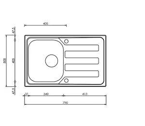 Clearwater Kudos Small Bowl and Drainer Stainless Steel Kitchen Sink 790x500 - KU790