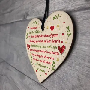 Dad Memorial Christmas Decoration Wooden Hanging Heart In Memory Plaque Gift For Dad