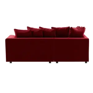 Brooklyn Plush Velvet 3 to 4 Seater L Shaped Corner Sofa Foam Red Left Hand Facing