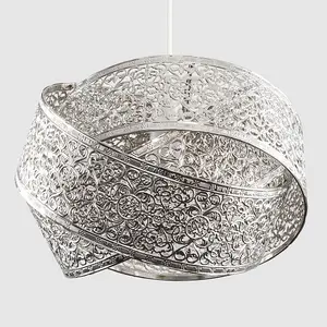 ValueLights Hacienda Modern Brushed Chrome Artistic Detailed Intertwined Rings Design Ceiling Pendant Light Shade