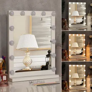 Hollywood Vanity Mirror Makeup Mirror Touch Control Lighted Mirror with 13 Dimmable Light Bulbs 40x 52cm