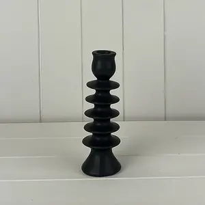 The Satchville Gift Company Black Ceramic Candle Holder