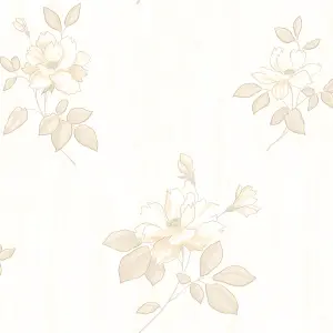 Muriva Cream Floral Mica effect Embossed Wallpaper