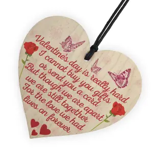 Red Ocean Valentines Day Husband Wife Memorial Graveside Poem Wood Heart Hanging Sign Gift