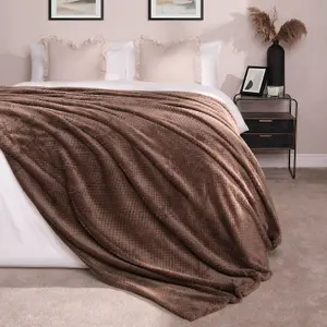 Luxury Large Waffle Honeycomb Mink Warm Throw