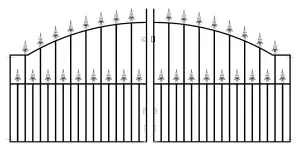 SAXA Spear Top Arched Metal Driveway Gate 2743mm GAP x 1245mm High SAZP16